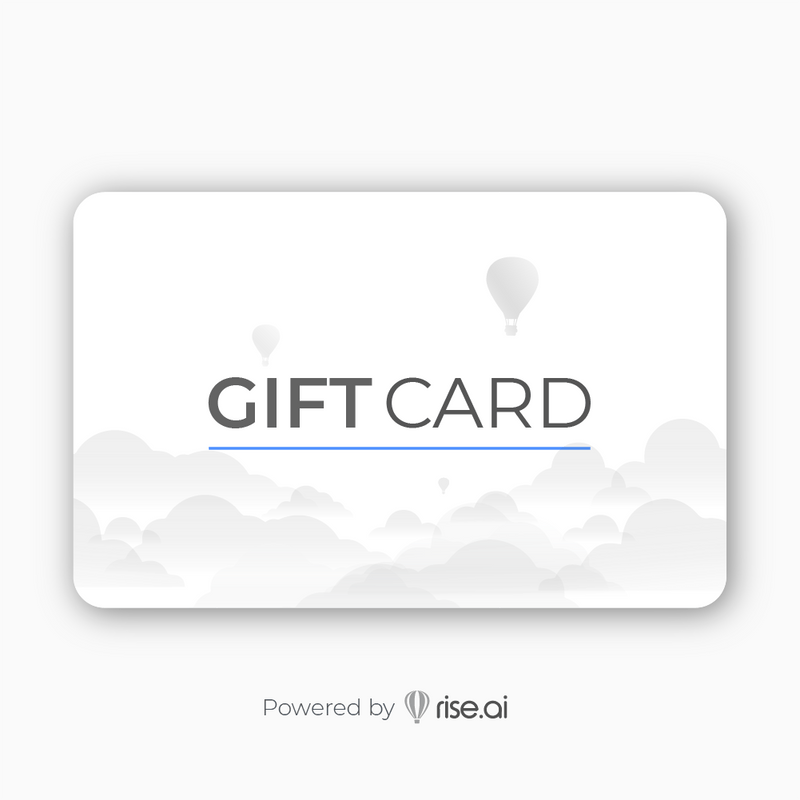 Rise.ai gift card featuring a sleek design, ideal for giving as a versatile gift or store credit option.