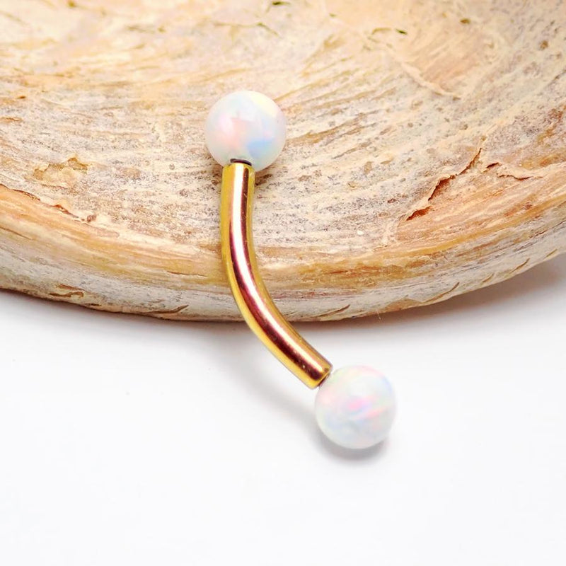 16g Rose Gold Titanium 3mm Opal  Curve Bar - pure piercings