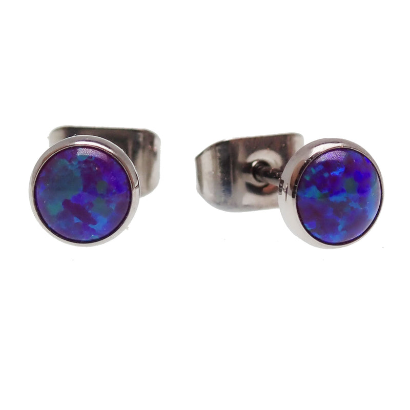Titanium Earrings  Fire Opal Sleepy Lavender
