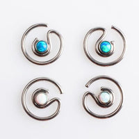 16G Titanium spiral Opal Ring - pure piercings