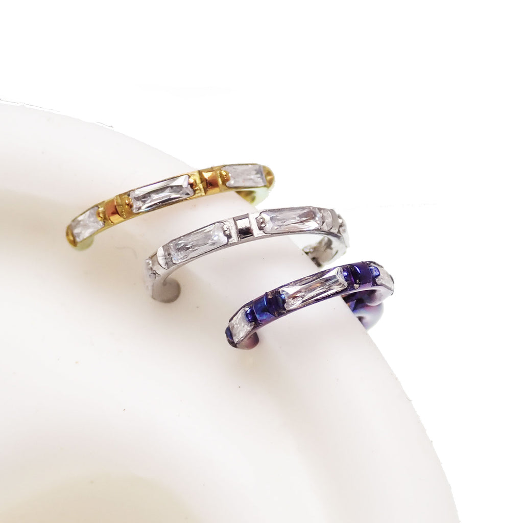 Front-Inlaid Square Zircon Clicker 16g – Body Clickers Body Jewelry