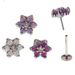 Surgical Steel Push fit Opal Flower