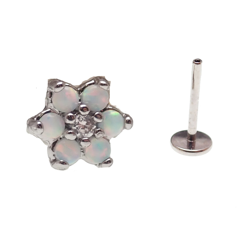 Surgical Steel Push fit Opal Flower