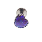 Opal Heart Flat Back Piercing 14g, 16, 18g