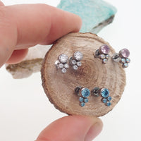 Titanium Earrings CZ cluster