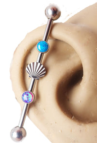 Titanium Mermaid Dreams industrial piercing jewelry, 14g, with a 32mm length, featuring a mermaid-themed design.