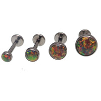 Dark cherry opal titanium flatback internally threaded nose stud, 3mm, 18g, with a sleek titanium design.