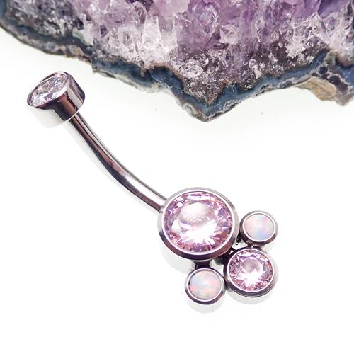 Titanium Opal & Swarovski Crystal Belly ring - pure piercings