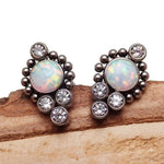 Titanium Earrings Opal & CZ bead Design
