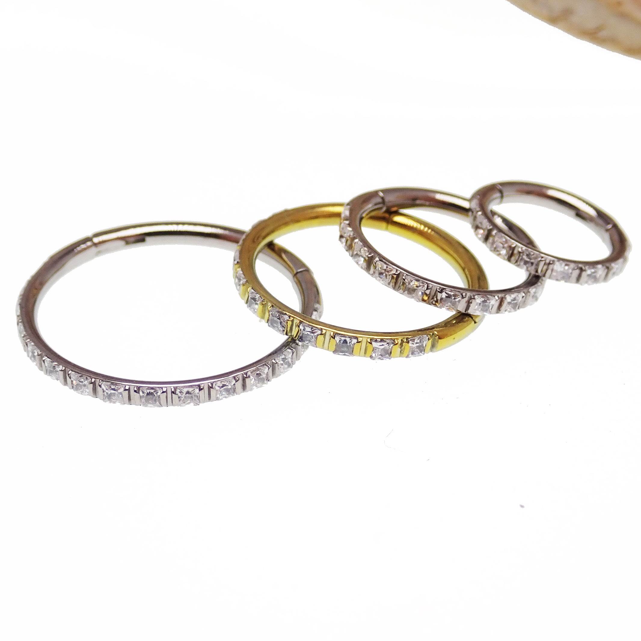 Square Crystals Titanium Clicker 16g