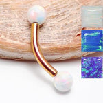 16g Rose Gold Titanium 3mm Opal  Curve Bar - pure piercings