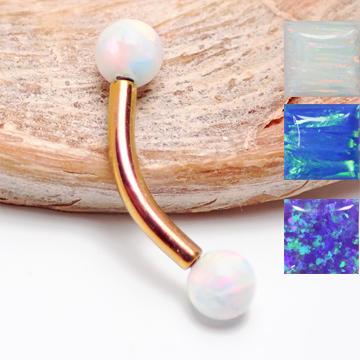 16g Rose Gold Titanium 3mm Opal  Curve Bar - pure piercings