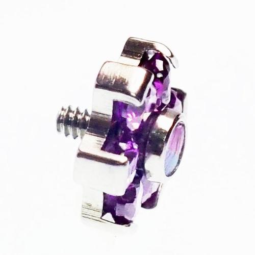 Titanium Purple CZ and Opal Flower Top Attachment with sparkling purple stones and intricate floral design.