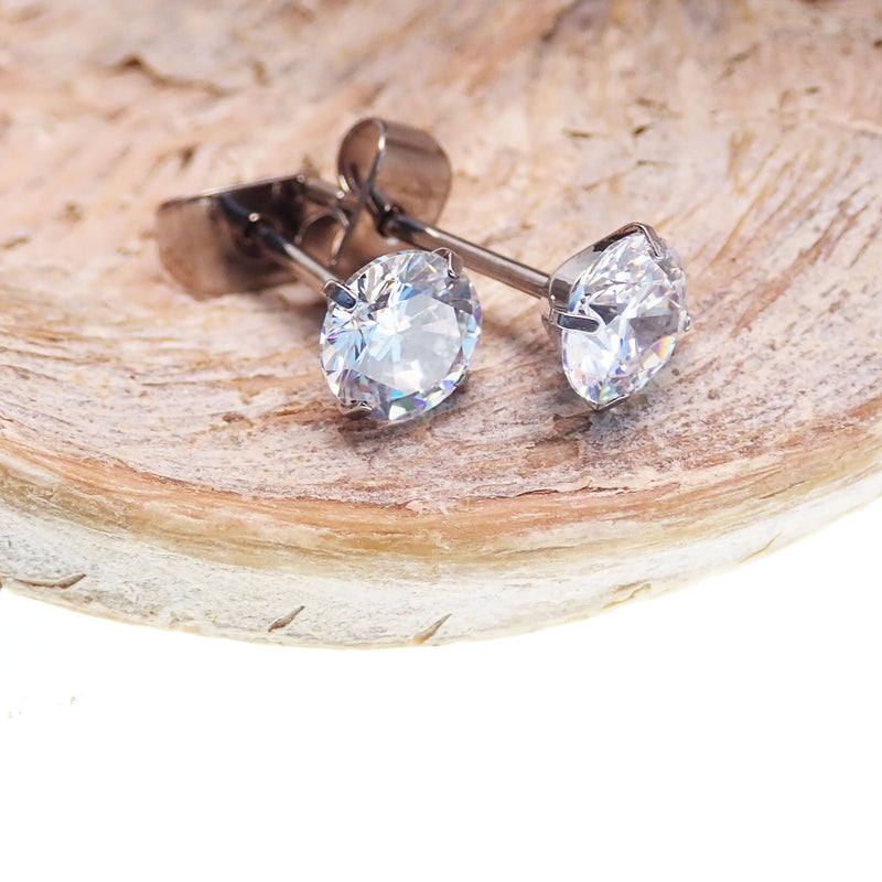 CZ Titanium Earrings Pair