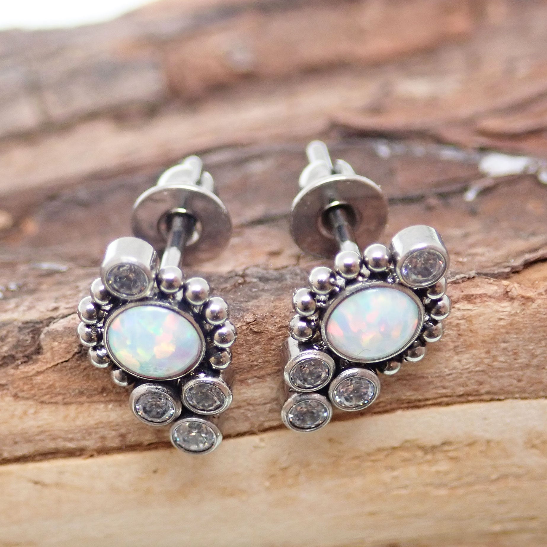 Titanium Opal Beaded Earrings featuring vibrant opal beads and sleek titanium hooks for a stylish, modern look.