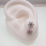 Titanium Flower Opal Earrings