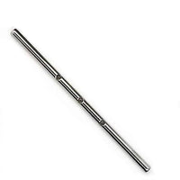Internally threaded titanium industrial bar with 32mm length and three centered holes, 14g gauge for industrial piercing.