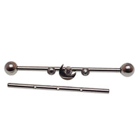 Titanium Deluxe Crystal Stone Moon Industrial Scaffold 14g jewelry piercing with intricate moon design and clear crystal accents.