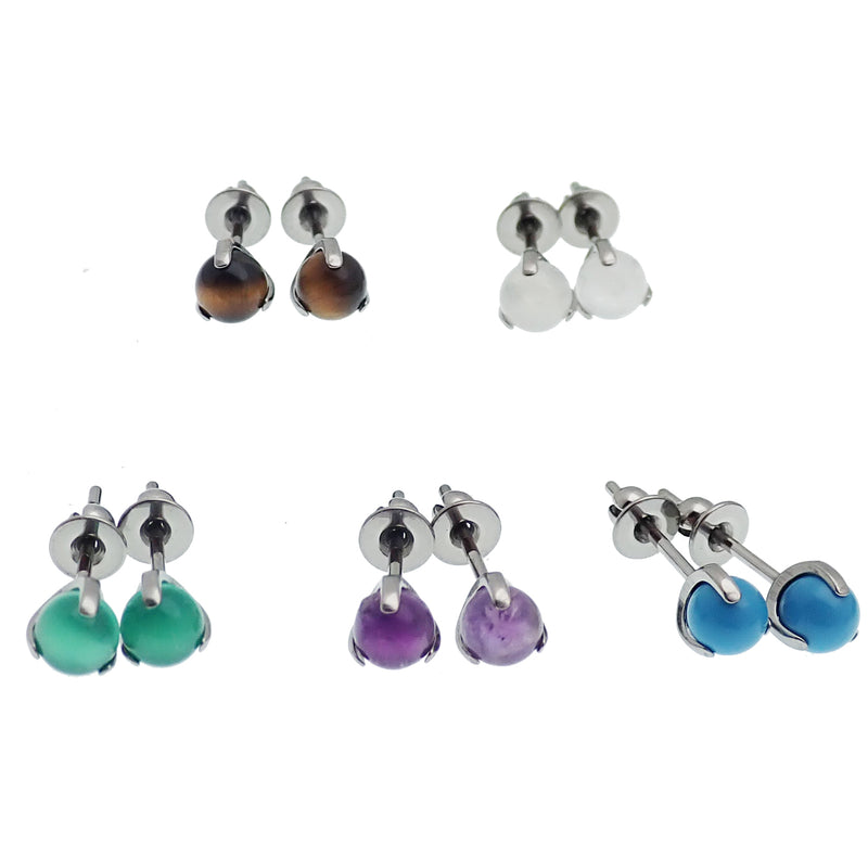 Implant Titanium Natural Stone Earrings