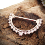 Clear CZ Heart 14g Titanium Nipple Clicker