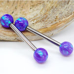 Sleepy Lavender Opal Titanium Nipple Bar 14g, 12g