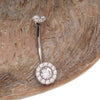 Clear CZ / Azure Blue Opal 10mm Titanium Belly Bar - 14g - Body Clickers Body Jewelry