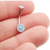 Clear CZ / Azure Blue Opal 10mm Titanium Belly Bar - 14g - Body Clickers Body Jewelry