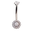 Clear CZ / Azure Blue Opal 10mm Titanium Belly Bar - 14g