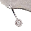 Clear CZ / Azure Blue Opal 10mm Titanium Belly Bar - 14g - Body Clickers Body Jewelry