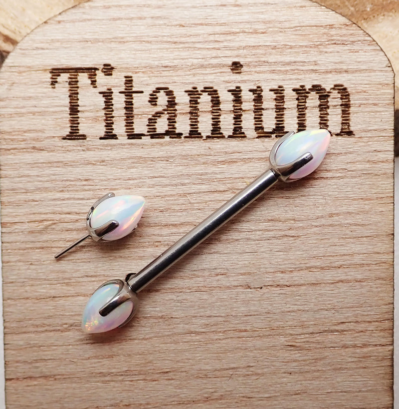 Titanium Push Fit Nipple White Fire opal Bullet cones