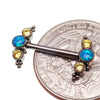 Peacock Blue Opal & Citrine Beaded Nipple Cluster 14g, 12g