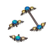 Peacock Blue Opal & Citrine Beaded Nipple Cluster 14g, 12g